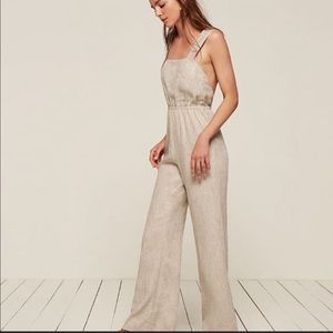 Reformation natural linen jumpsuit